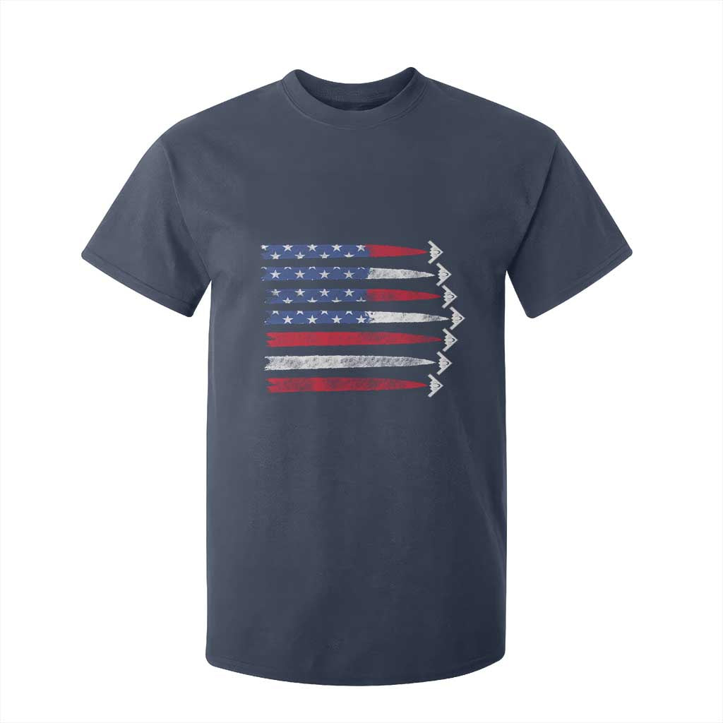 B2 Spirit T Shirt For Kid B-2 Stealth Bomber Aircraft American Flag Patriotic TS10 Navy Print Your Wear