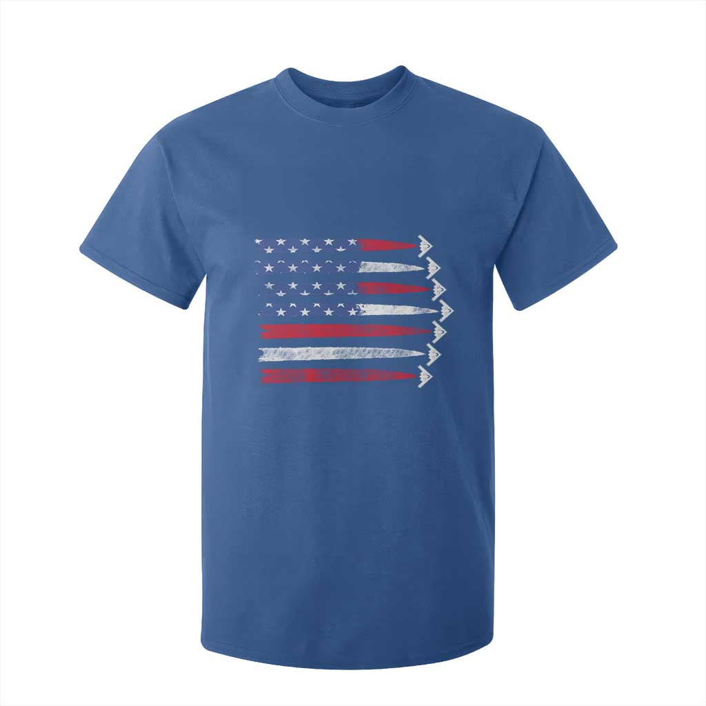 B2 Spirit T Shirt For Kid B-2 Stealth Bomber Aircraft American Flag Patriotic TS10 Royal Blue Print Your Wear