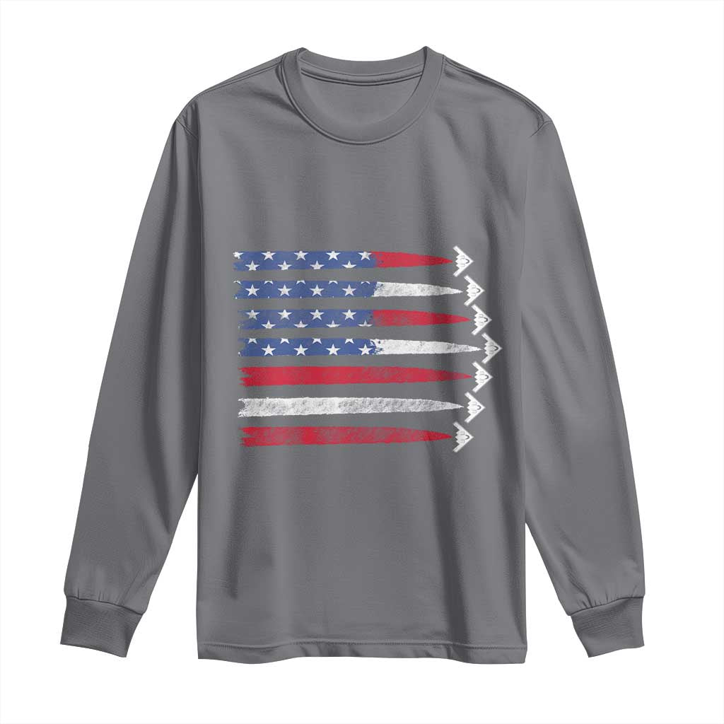 B2 Spirit Long Sleeve Shirt B-2 Stealth Bomber Aircraft American Flag Patriotic TS10 Charcoal Print Your Wear