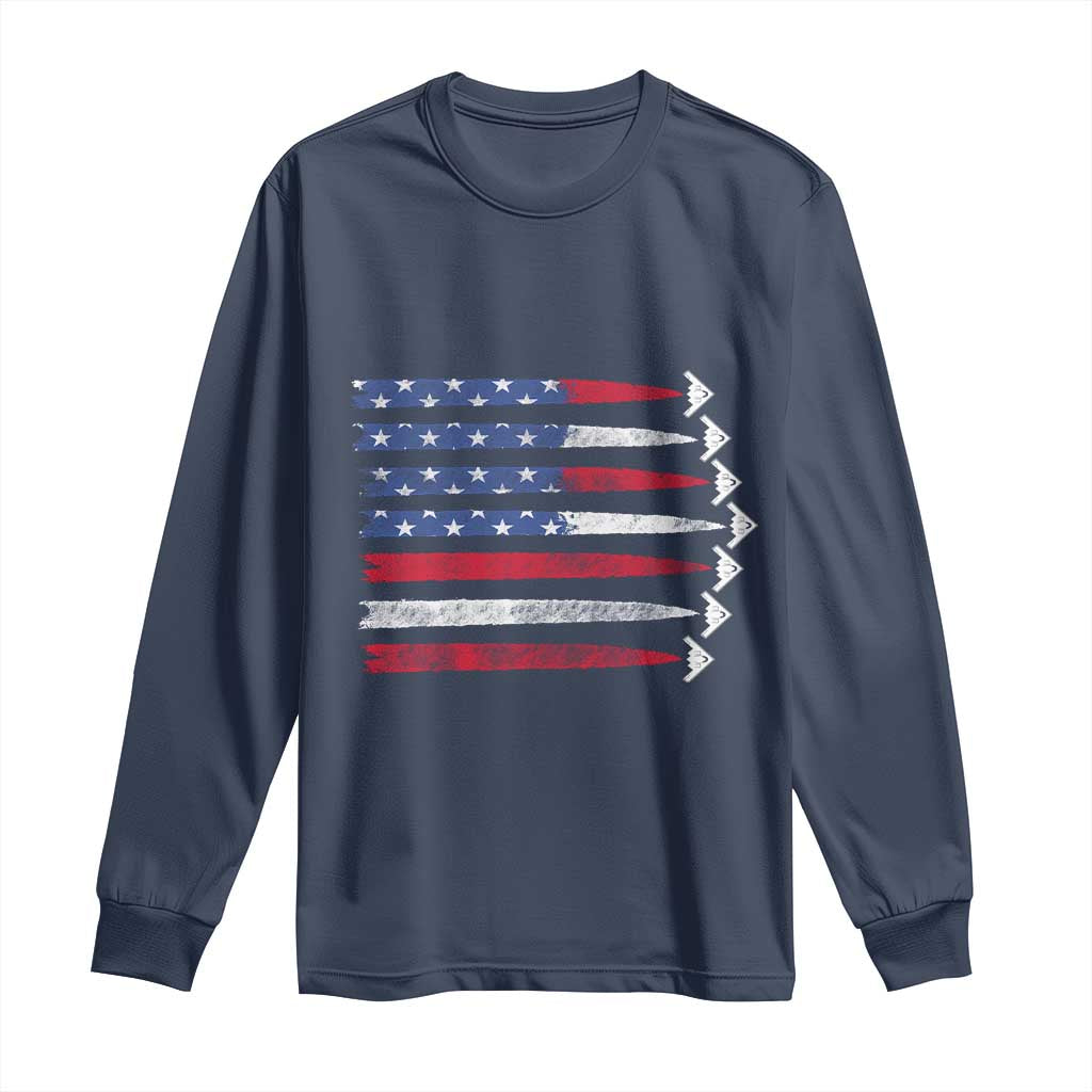 B2 Spirit Long Sleeve Shirt B-2 Stealth Bomber Aircraft American Flag Patriotic TS10 Navy Print Your Wear