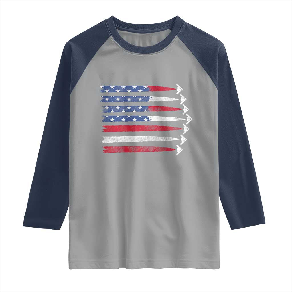B2 Spirit Raglan Shirt B-2 Stealth Bomber Aircraft American Flag Patriotic TS10 Sport Gray Navy Print Your Wear