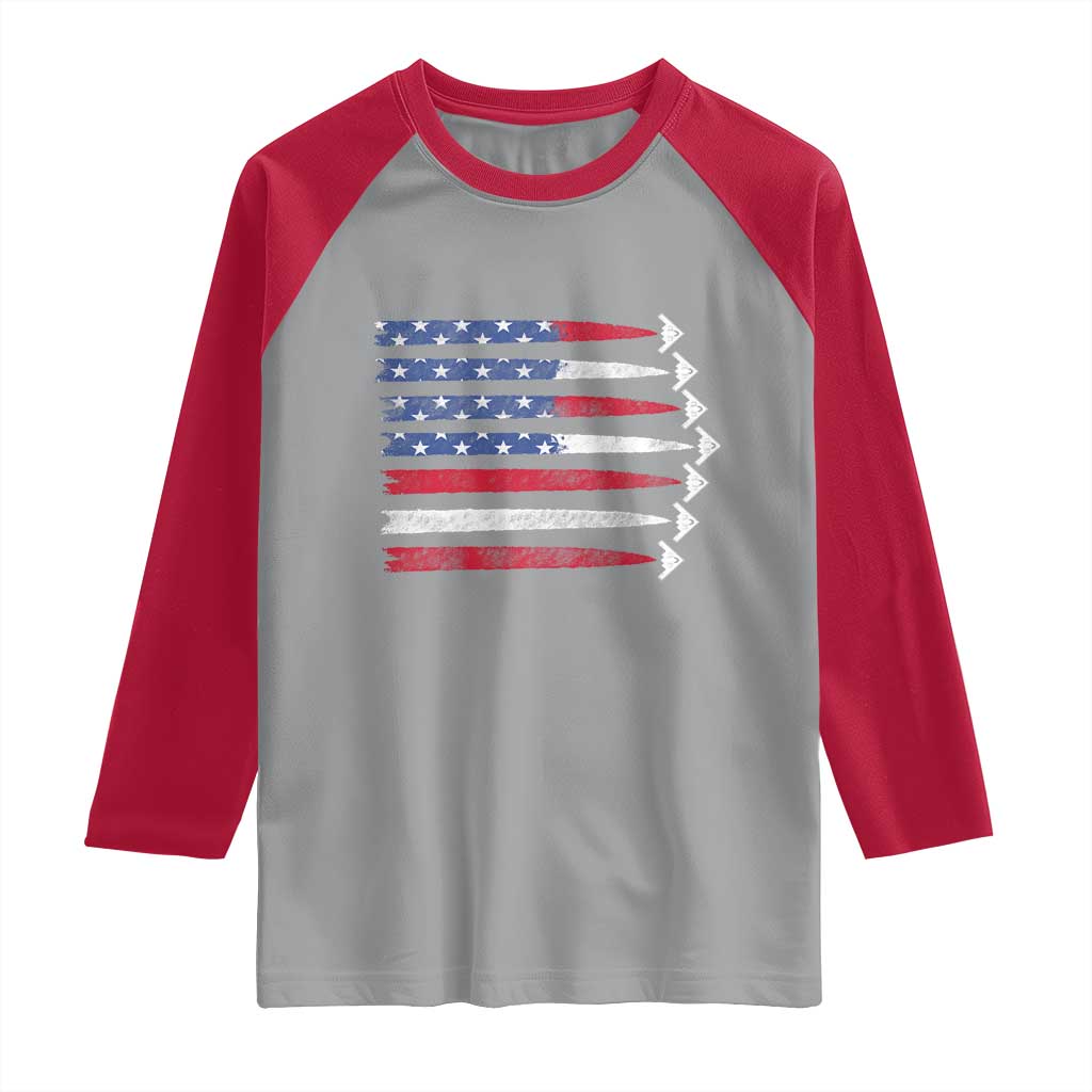 B2 Spirit Raglan Shirt B-2 Stealth Bomber Aircraft American Flag Patriotic TS10 Sport Gray Red Print Your Wear