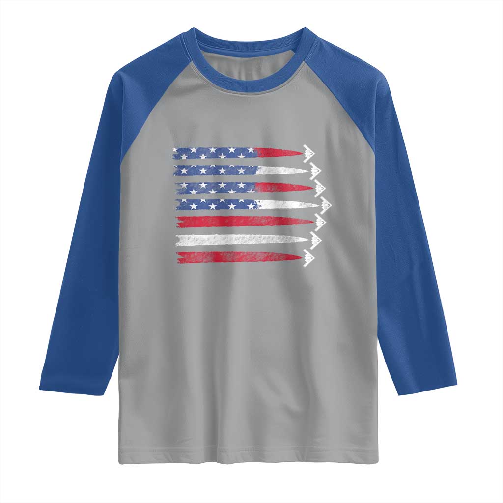 B2 Spirit Raglan Shirt B-2 Stealth Bomber Aircraft American Flag Patriotic TS10 Sport Gray Royal Print Your Wear