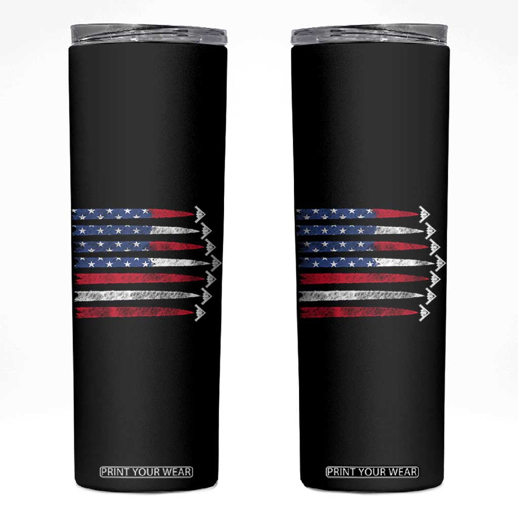 B2 Spirit Skinny Tumbler B-2 Stealth Bomber Aircraft American Flag Patriotic TS10 Black Print Your Wear