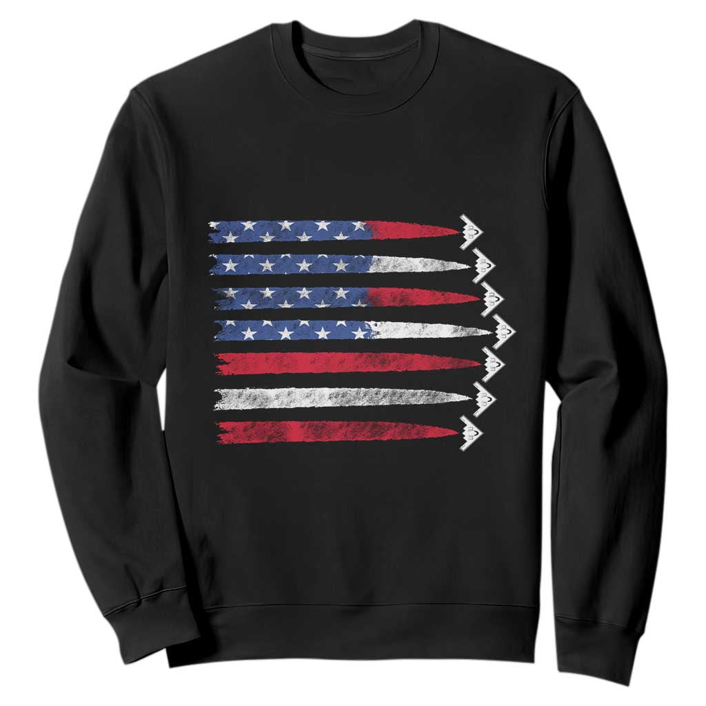 B2 Spirit Sweatshirt B-2 Stealth Bomber Aircraft American Flag Patriotic TS10 Black Print Your Wear