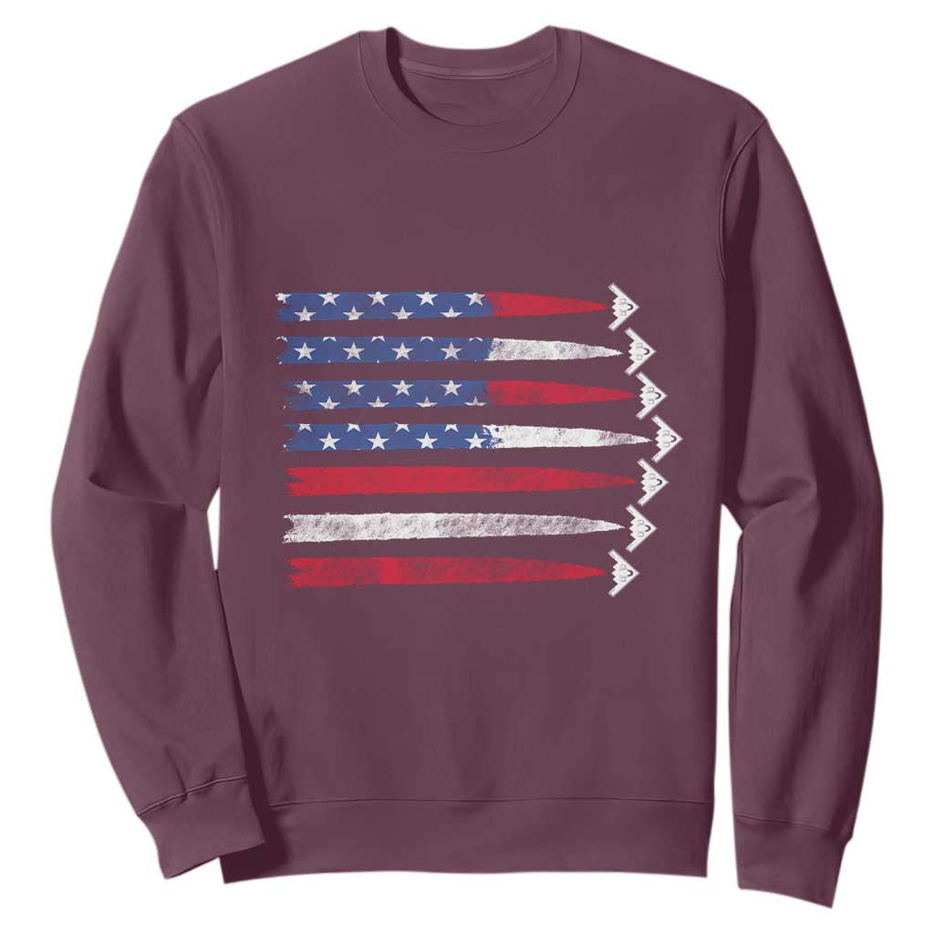 B2 Spirit Sweatshirt B-2 Stealth Bomber Aircraft American Flag Patriotic TS10 Maroon Print Your Wear
