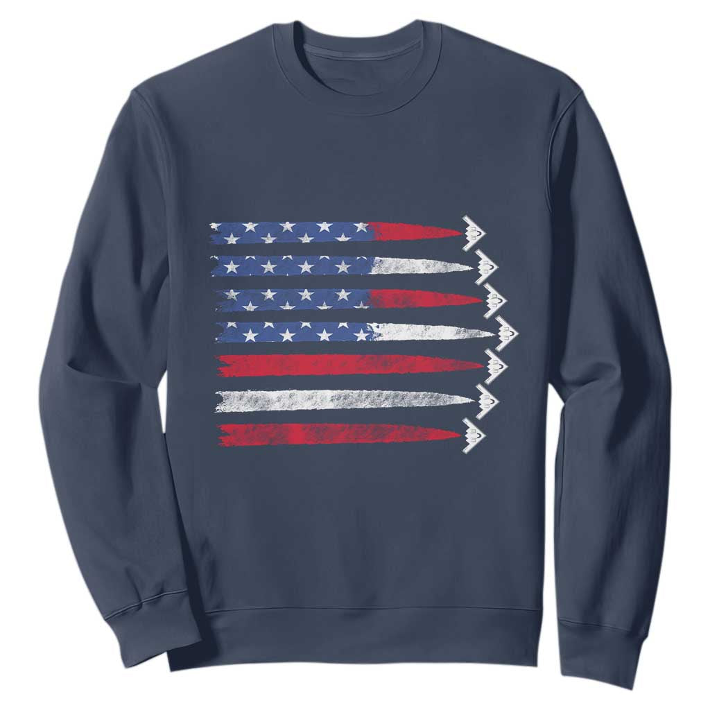 B2 Spirit Sweatshirt B-2 Stealth Bomber Aircraft American Flag Patriotic TS10 Navy Print Your Wear