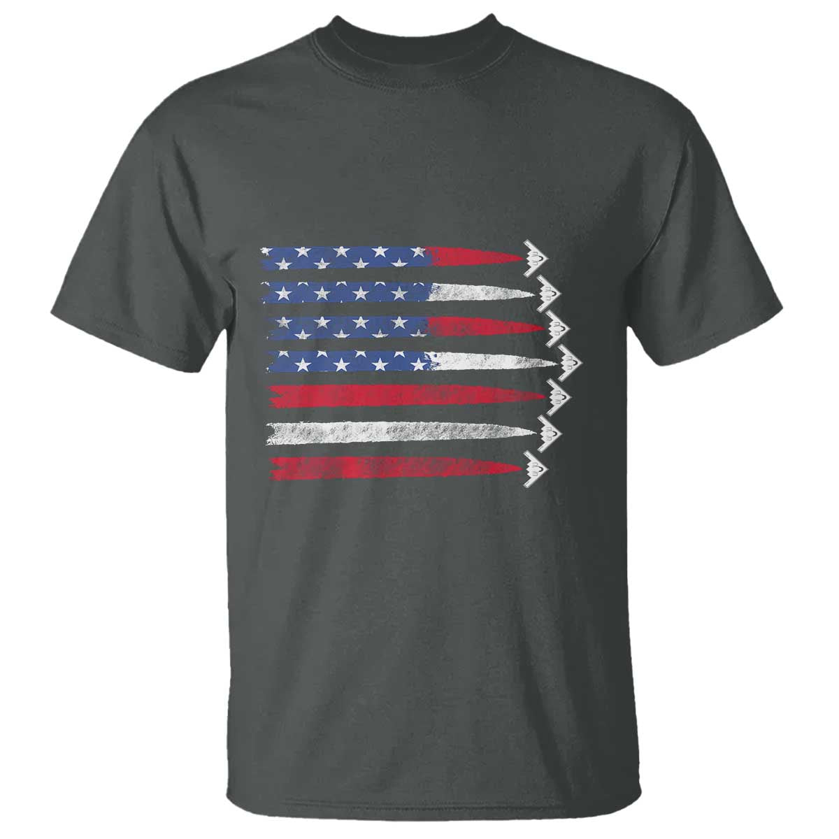 B2 Spirit T Shirt B-2 Stealth Bomber Aircraft American Flag Patriotic TS10 Dark Heather Print Your Wear
