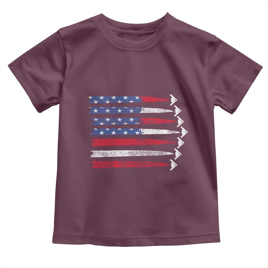 B2 Spirit Toddler T Shirt B-2 Stealth Bomber Aircraft American Flag Patriotic TS10 Maroon Print Your Wear
