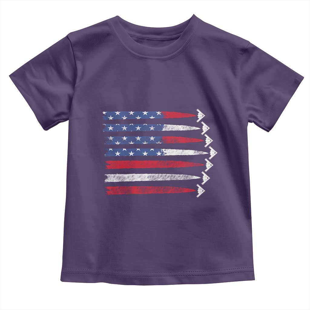 B2 Spirit Toddler T Shirt B-2 Stealth Bomber Aircraft American Flag Patriotic TS10 Purple Print Your Wear