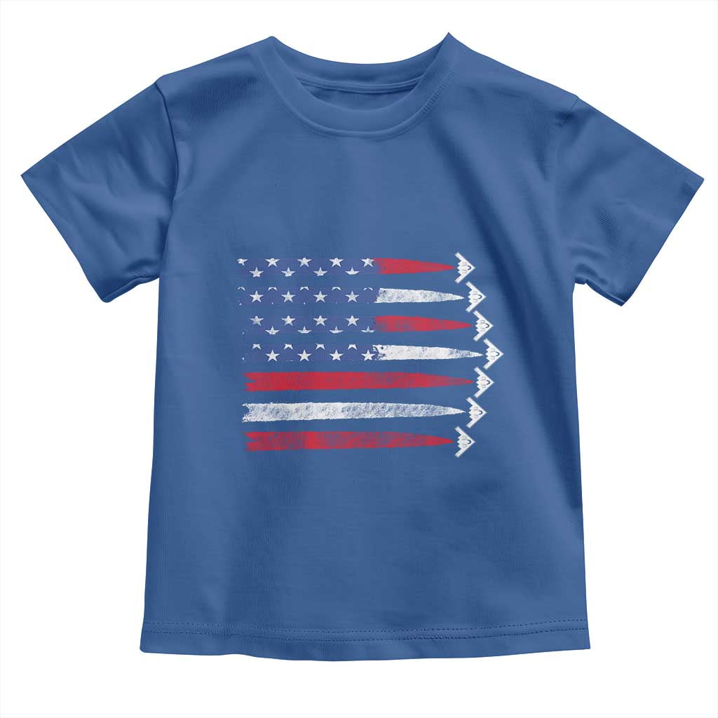 B2 Spirit Toddler T Shirt B-2 Stealth Bomber Aircraft American Flag Patriotic TS10 Royal Blue Print Your Wear