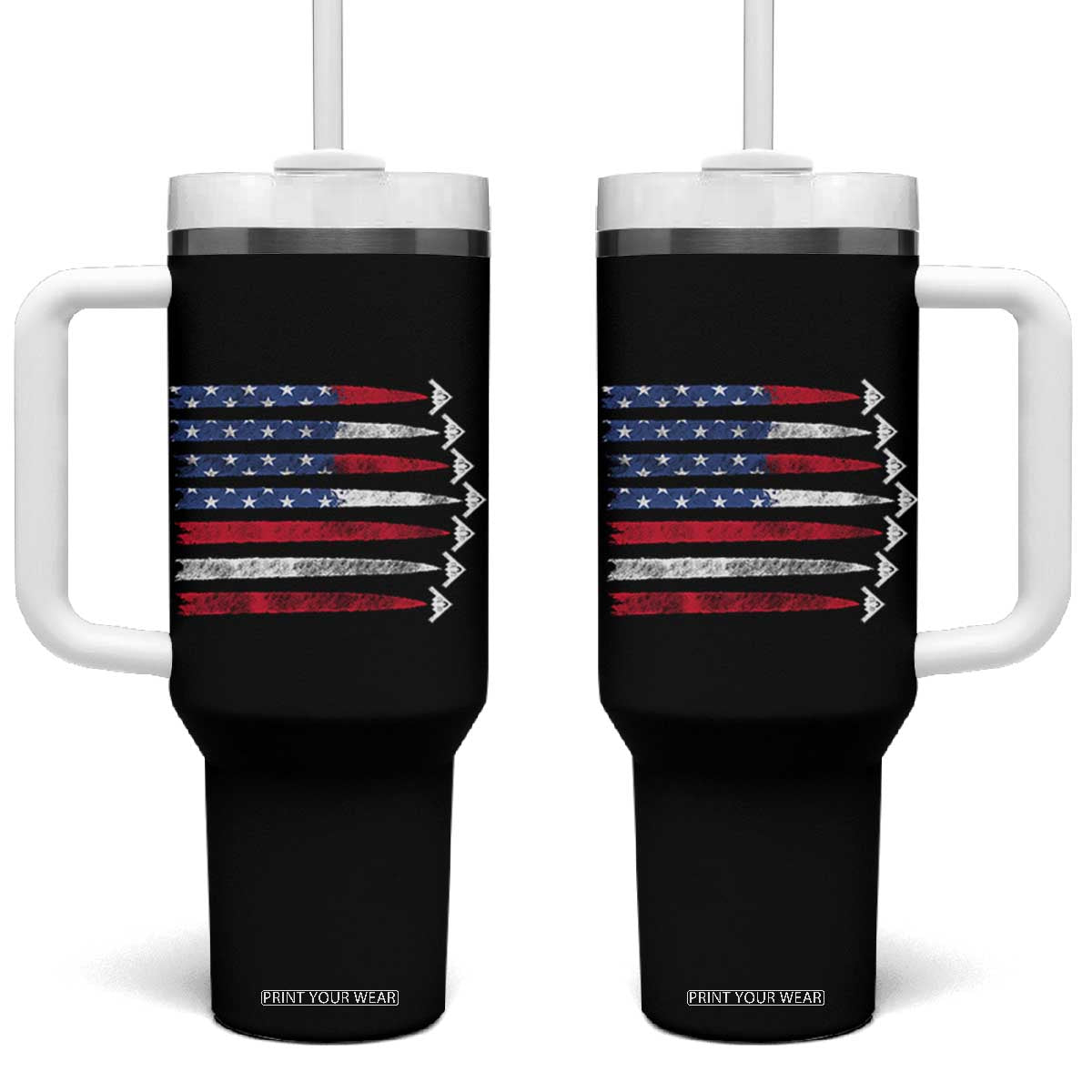 B2 Spirit Tumbler With Handle B-2 Stealth Bomber Aircraft American Flag Patriotic TS10 One Size: 40 oz Black Print Your Wear