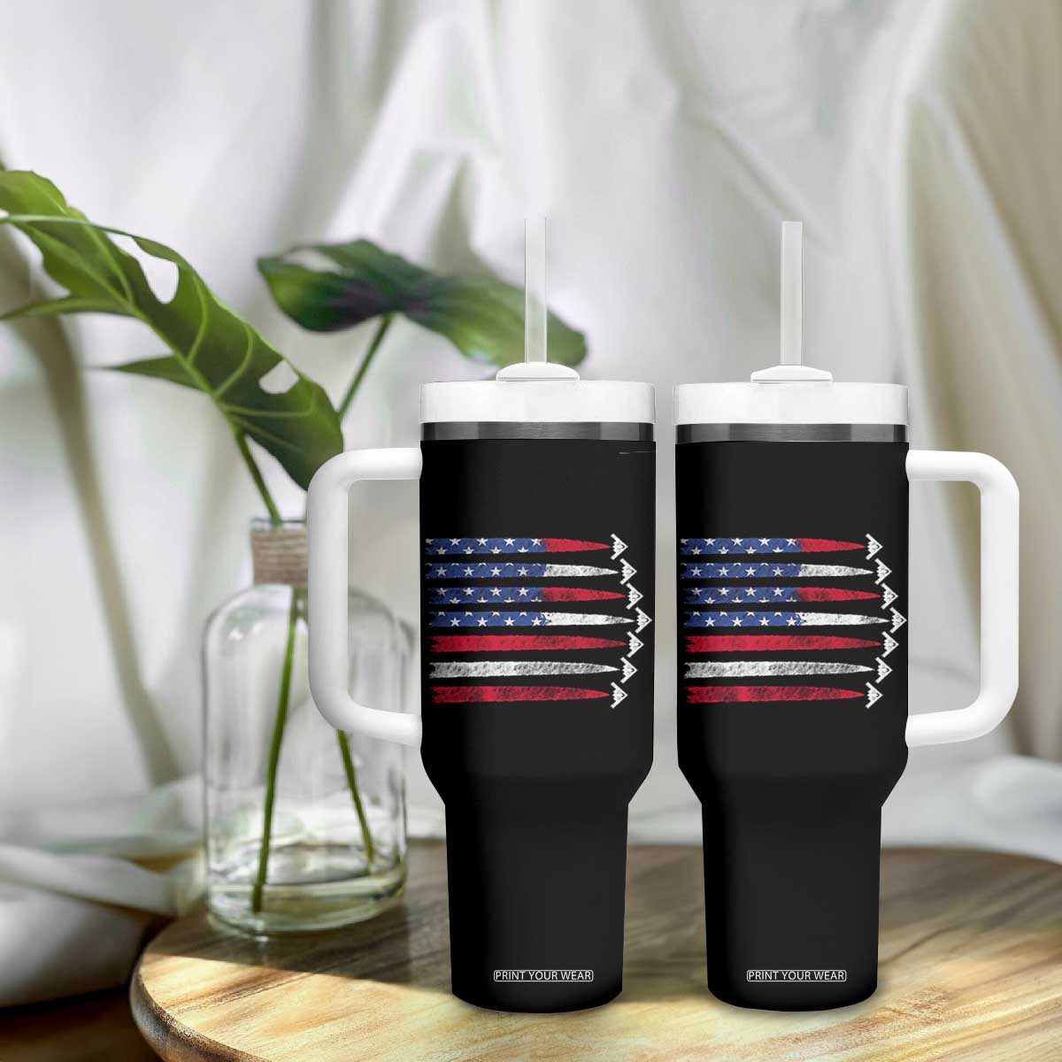 B2 Spirit Tumbler With Handle B-2 Stealth Bomber Aircraft American Flag Patriotic TS10 Print Your Wear