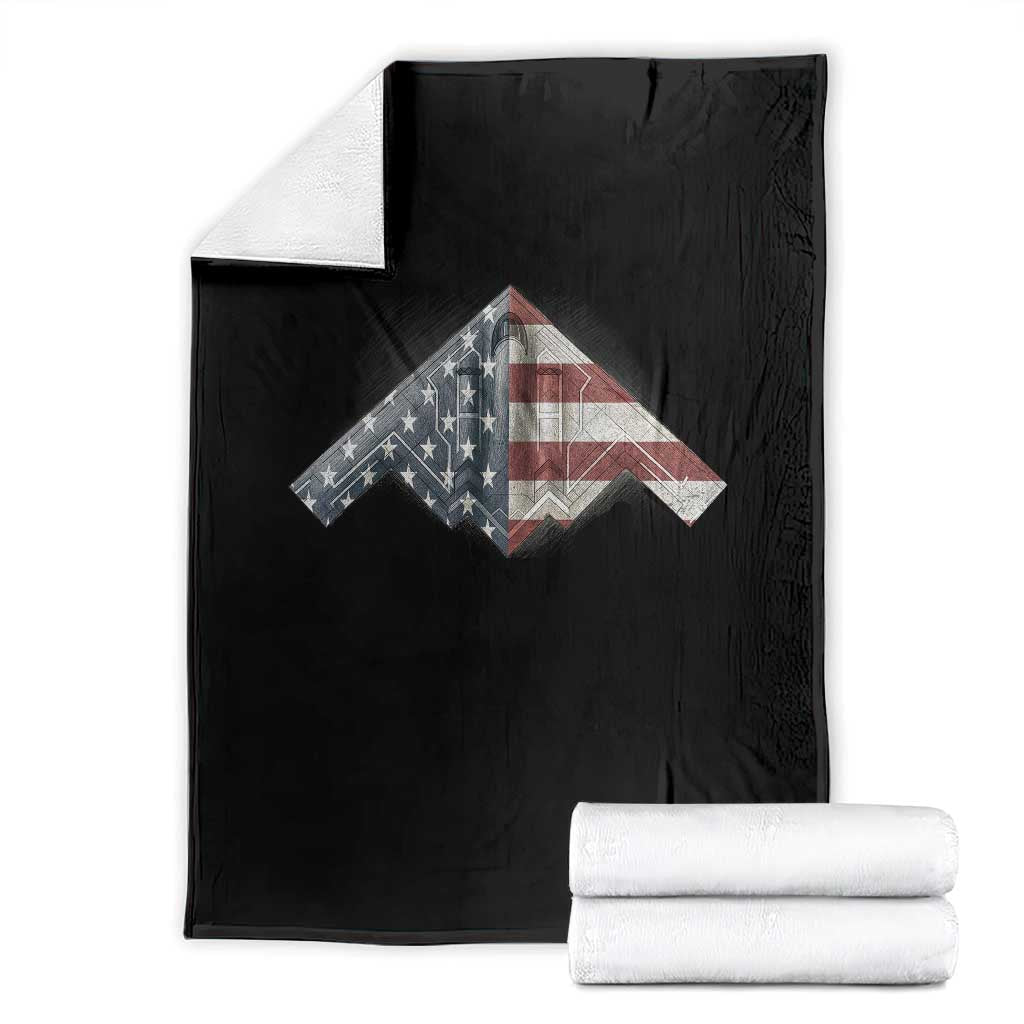 B2 Spirit Throw Blanket B-2 Bomber Stealth Aircraft Schematic American Flag TS10 Black Print Your Wear