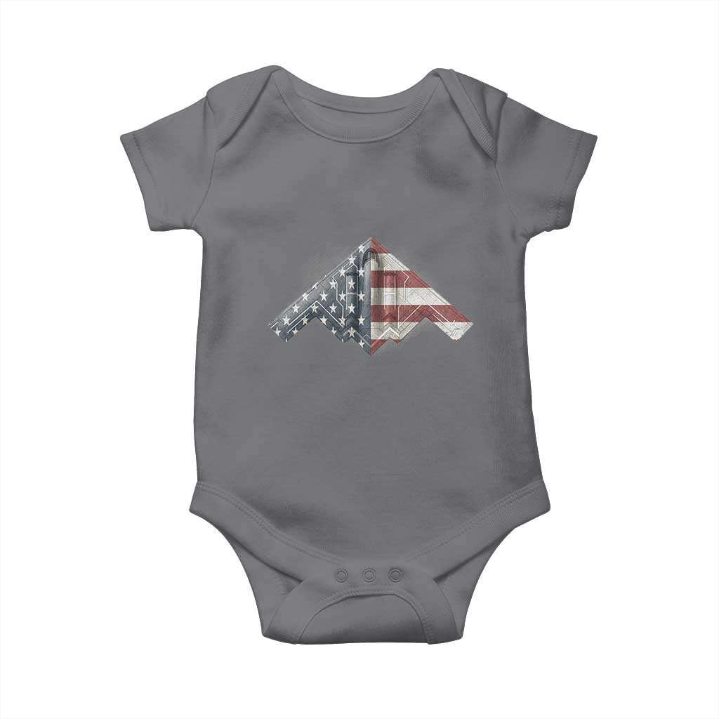 B2 Spirit Baby Onesie B-2 Bomber Stealth Aircraft Schematic American Flag TS10 Charcoal Print Your Wear