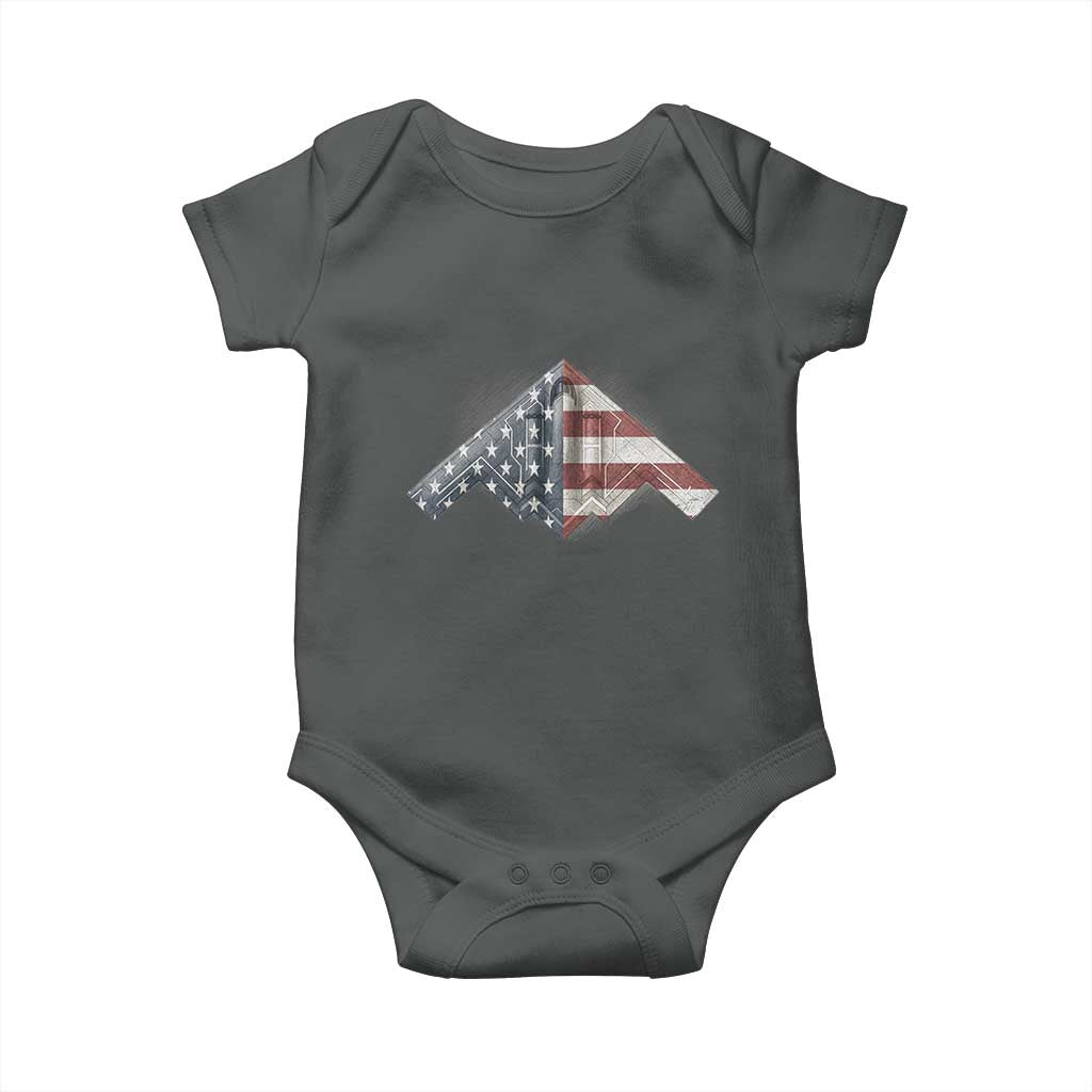 B2 Spirit Baby Onesie B-2 Bomber Stealth Aircraft Schematic American Flag TS10 Dark Heather Print Your Wear