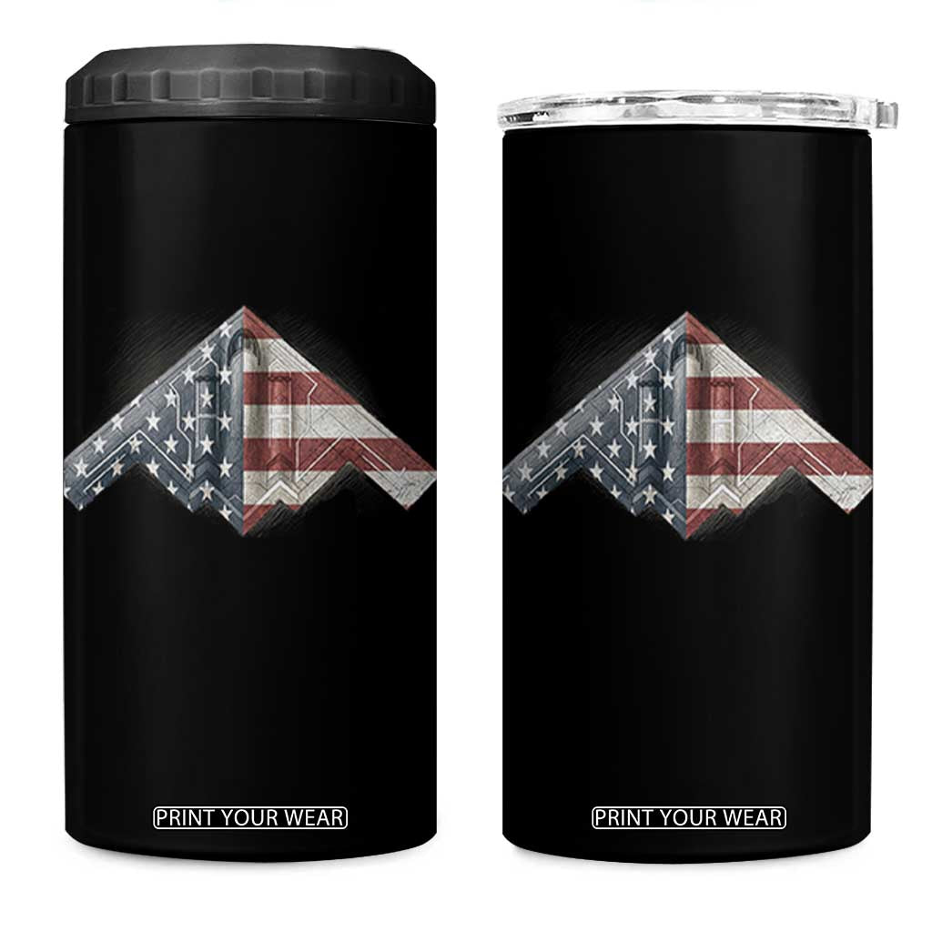 B2 Spirit 4 in 1 Can Cooler Tumbler B-2 Bomber Stealth Aircraft Schematic American Flag TS10 One Size: 16 oz Black Print Your Wear