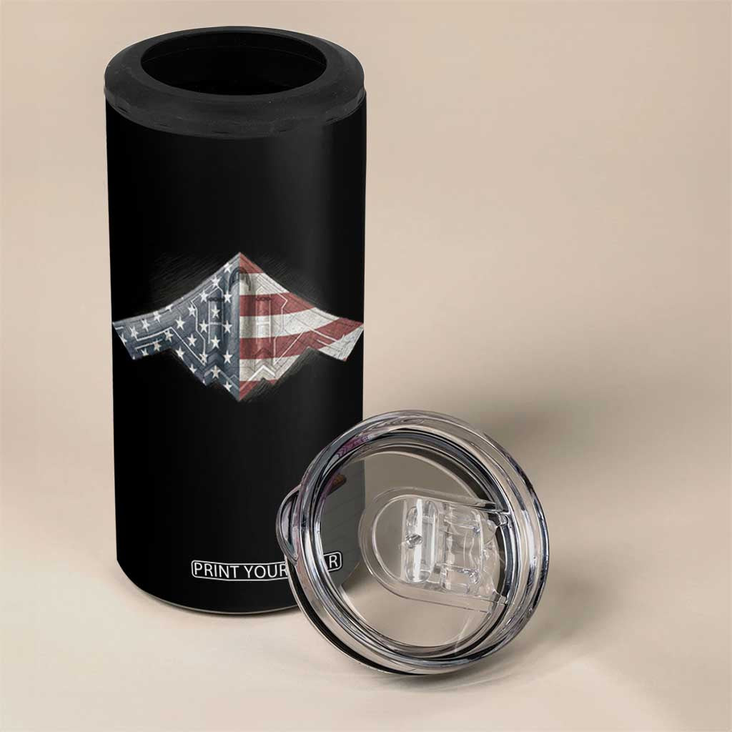 B2 Spirit 4 in 1 Can Cooler Tumbler B-2 Bomber Stealth Aircraft Schematic American Flag TS10 Print Your Wear