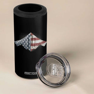 B2 Spirit 4 in 1 Can Cooler Tumbler B-2 Bomber Stealth Aircraft Schematic American Flag TS10 Print Your Wear
