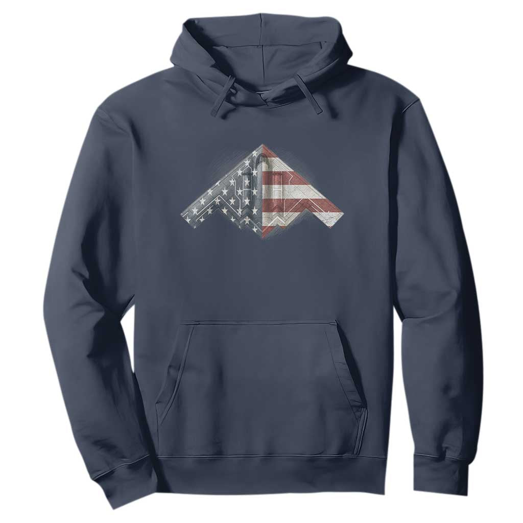 B2 Spirit Hoodie B-2 Bomber Stealth Aircraft Schematic American Flag TS10 Navy Print Your Wear