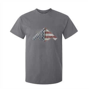 B2 Spirit T Shirt For Kid B-2 Bomber Stealth Aircraft Schematic American Flag TS10 Charcoal Print Your Wear
