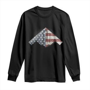 B2 Spirit Long Sleeve Shirt B-2 Bomber Stealth Aircraft Schematic American Flag TS10 Black Print Your Wear
