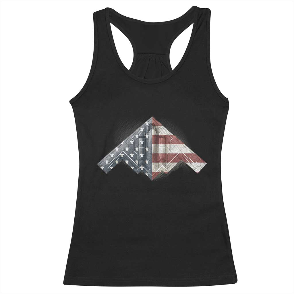 B2 Spirit Racerback Tank Top B-2 Bomber Stealth Aircraft Schematic American Flag TS10 Black Print Your Wear