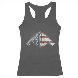 B2 Spirit Racerback Tank Top B-2 Bomber Stealth Aircraft Schematic American Flag TS10 Dark Heather Print Your Wear