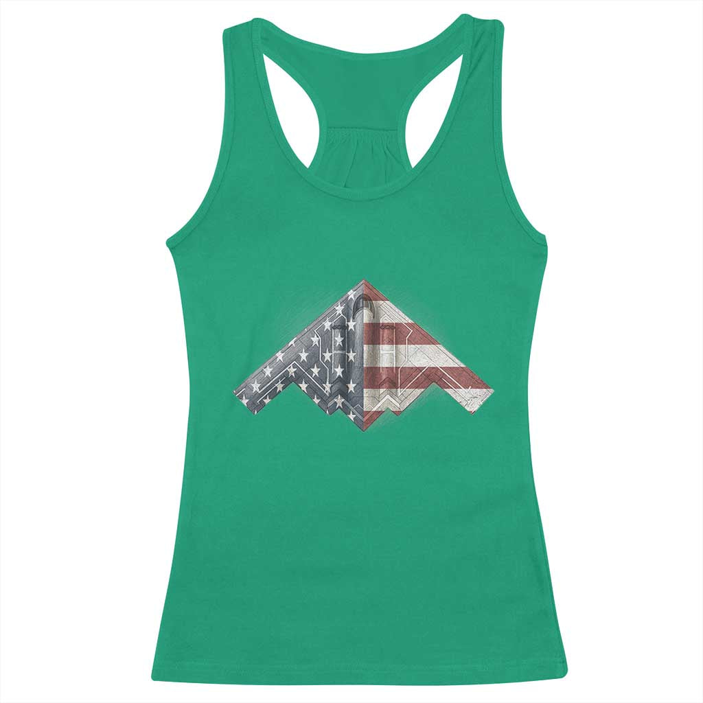 B2 Spirit Racerback Tank Top B-2 Bomber Stealth Aircraft Schematic American Flag TS10 Irish Green Print Your Wear