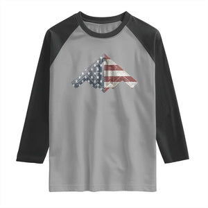 B2 Spirit Raglan Shirt B-2 Bomber Stealth Aircraft Schematic American Flag TS10 Sport Gray Black Print Your Wear