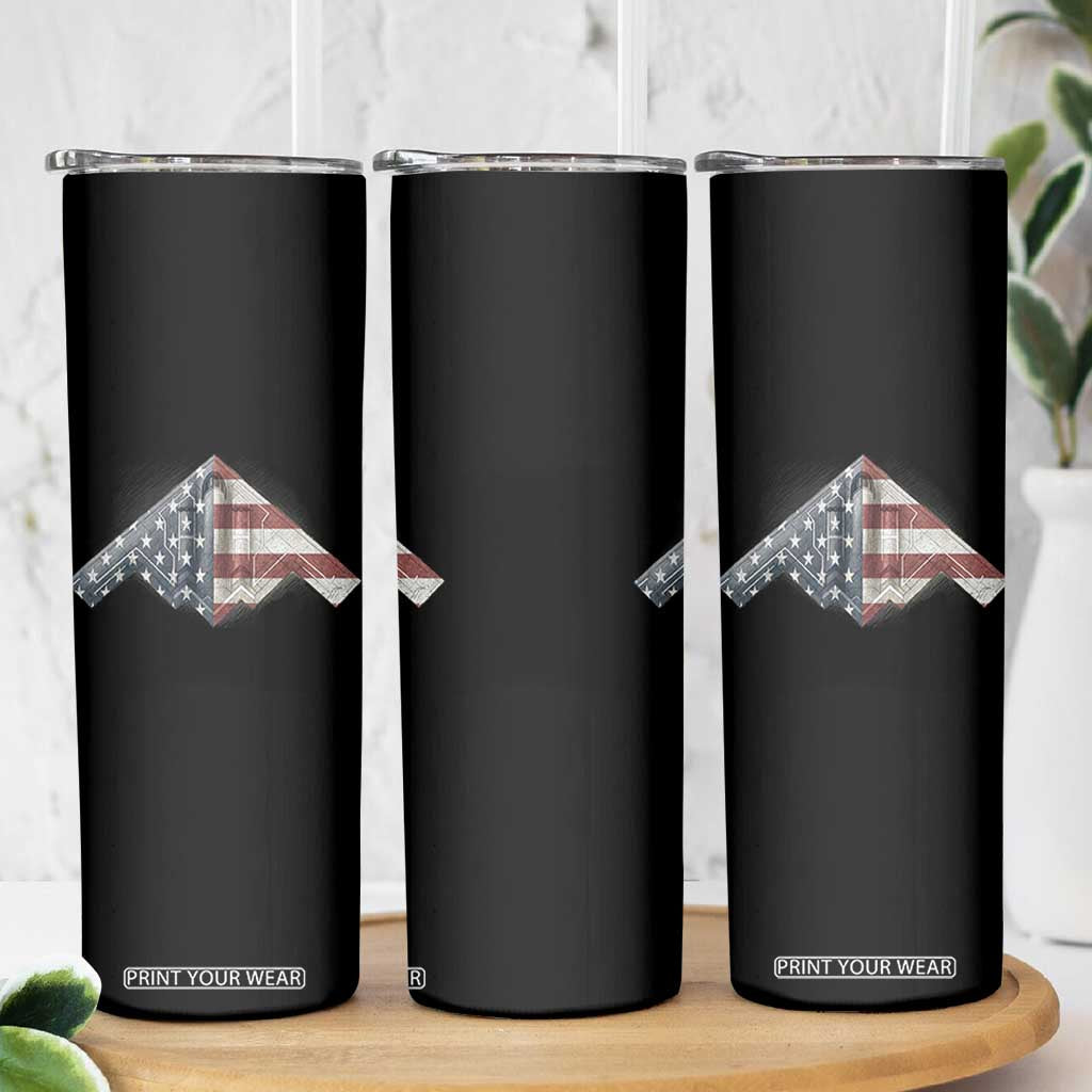 B2 Spirit Skinny Tumbler B-2 Bomber Stealth Aircraft Schematic American Flag TS10 Print Your Wear