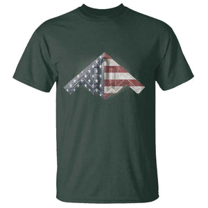 B2 Spirit T Shirt B-2 Bomber Stealth Aircraft Schematic American Flag TS10 Dark Forest Green Print Your Wear