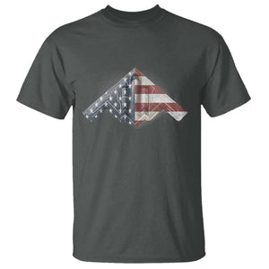 B2 Spirit T Shirt B-2 Bomber Stealth Aircraft Schematic American Flag TS10 Dark Heather Print Your Wear