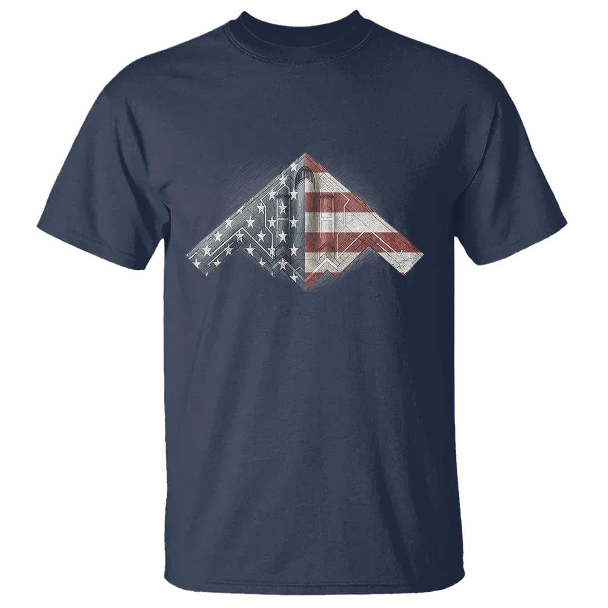 B2 Spirit T Shirt B-2 Bomber Stealth Aircraft Schematic American Flag TS10 Navy Print Your Wear