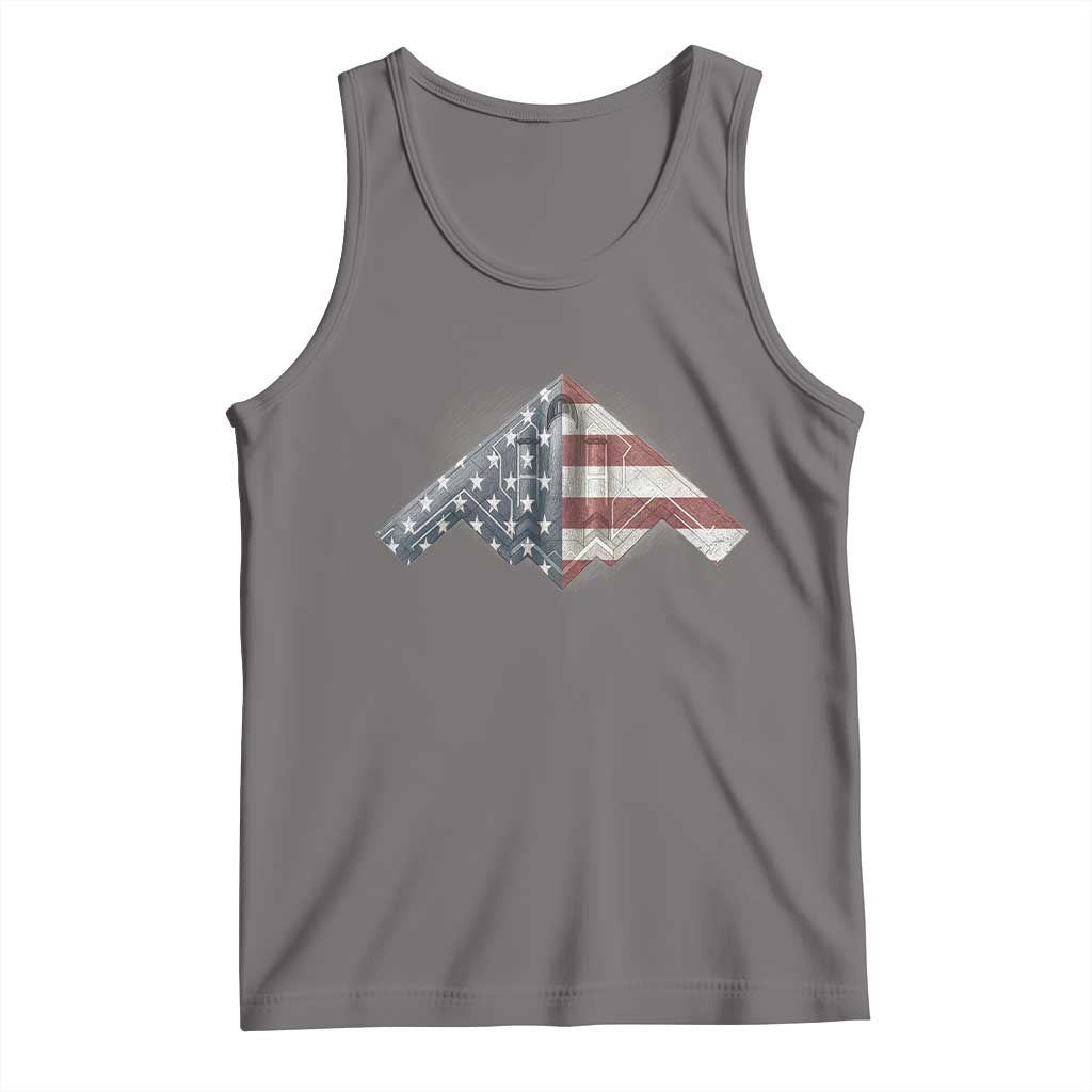 B2 Spirit Tank Top B-2 Bomber Stealth Aircraft Schematic American Flag TS10 Deep Heather Print Your Wear
