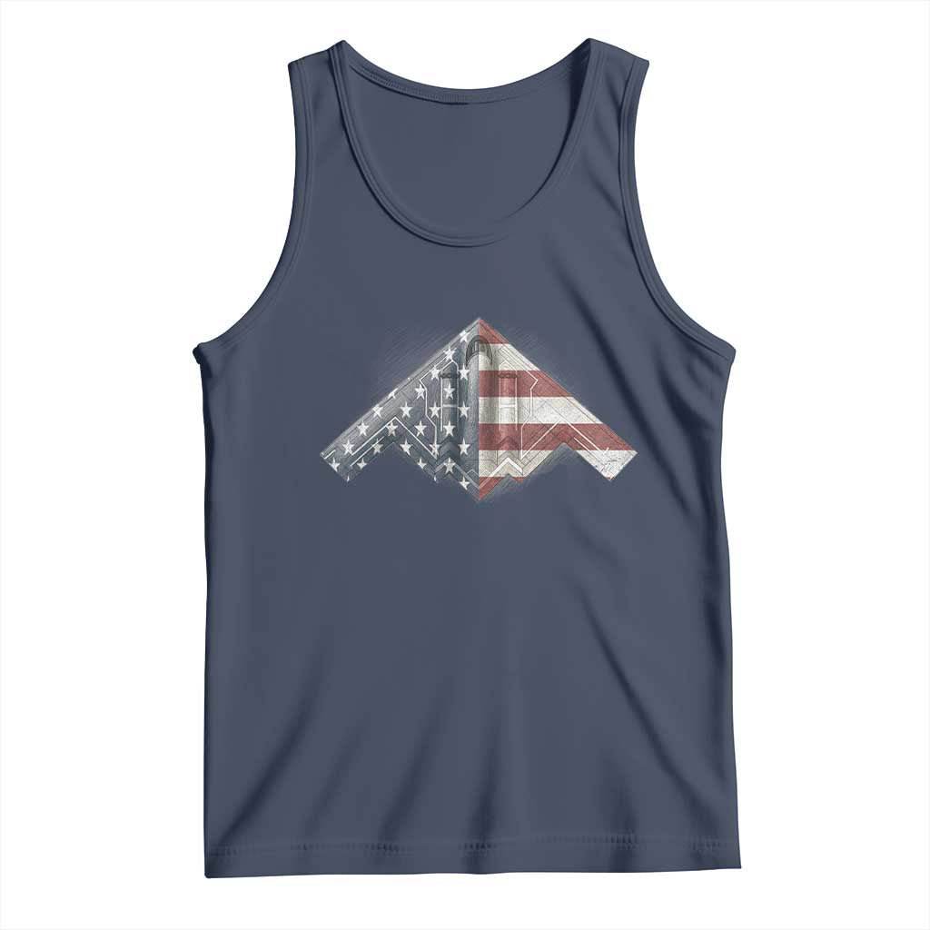 B2 Spirit Tank Top B-2 Bomber Stealth Aircraft Schematic American Flag TS10 Navy Print Your Wear
