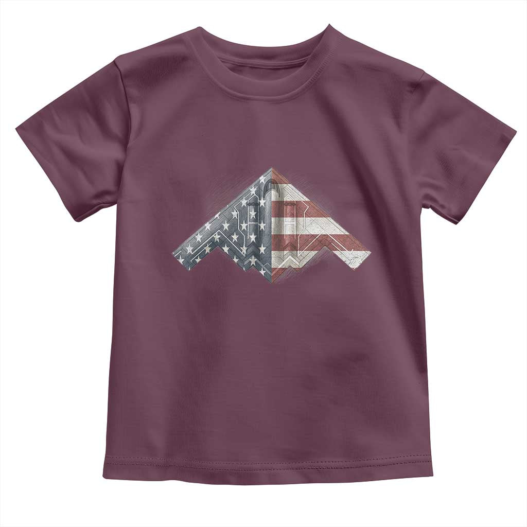 B2 Spirit Toddler T Shirt B-2 Bomber Stealth Aircraft Schematic American Flag TS10 Maroon Print Your Wear