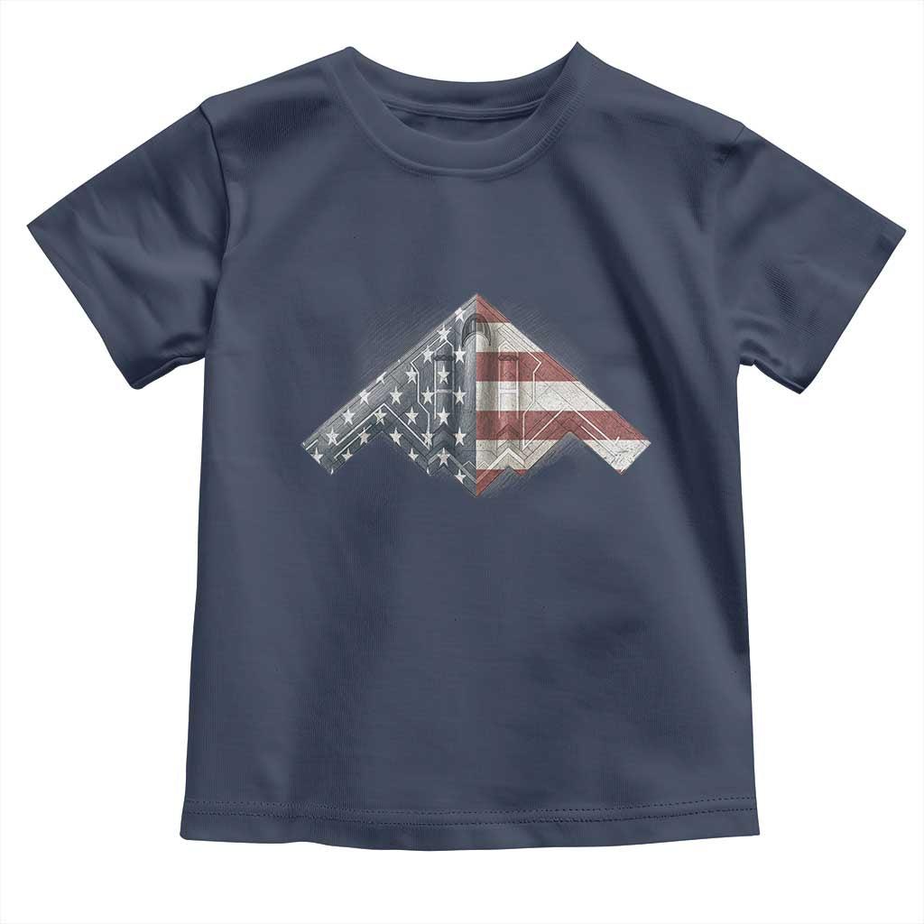 B2 Spirit Toddler T Shirt B-2 Bomber Stealth Aircraft Schematic American Flag TS10 Navy Print Your Wear