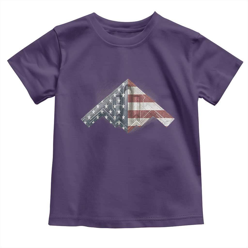 B2 Spirit Toddler T Shirt B-2 Bomber Stealth Aircraft Schematic American Flag TS10 Purple Print Your Wear
