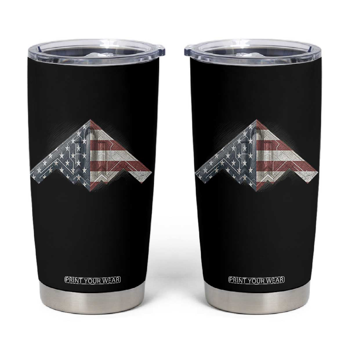B2 Spirit Tumbler Cup B-2 Bomber Stealth Aircraft Schematic American Flag TS10 Black Print Your Wear