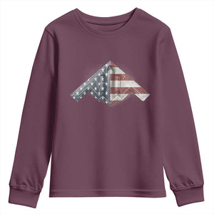 B2 Spirit Youth Sweatshirt B-2 Bomber Stealth Aircraft Schematic American Flag TS10 Maroon Print Your Wear