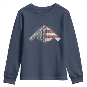 B2 Spirit Youth Sweatshirt B-2 Bomber Stealth Aircraft Schematic American Flag TS10 Navy Print Your Wear