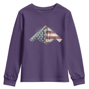 B2 Spirit Youth Sweatshirt B-2 Bomber Stealth Aircraft Schematic American Flag TS10 Purple Print Your Wear