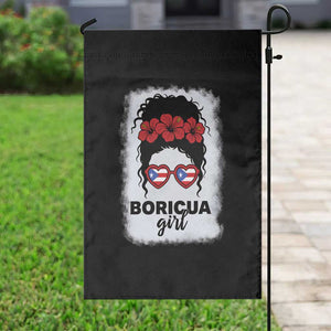 Boricua Girl Garden Flag Messy Bun Puerto Rican Flag Hibiscus Flower TS10 Print Your Wear