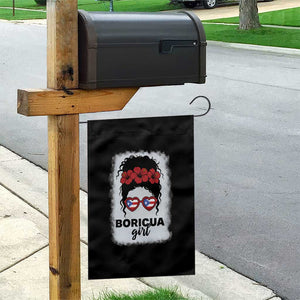 Boricua Girl Garden Flag Messy Bun Puerto Rican Flag Hibiscus Flower TS10 Print Your Wear