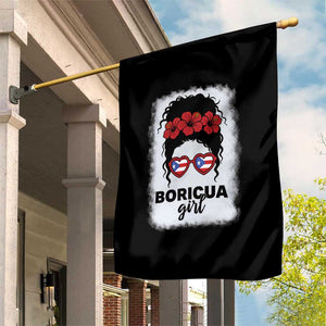Boricua Girl Garden Flag Messy Bun Puerto Rican Flag Hibiscus Flower TS10 Print Your Wear