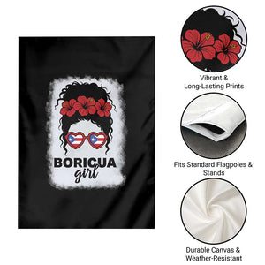 Boricua Girl Garden Flag Messy Bun Puerto Rican Flag Hibiscus Flower TS10 Print Your Wear