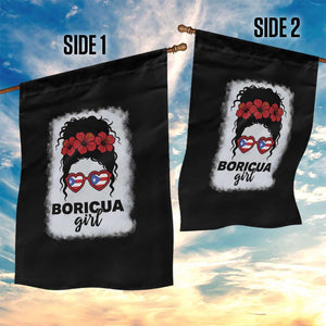 Boricua Girl Garden Flag Messy Bun Puerto Rican Flag Hibiscus Flower TS10 Print Your Wear
