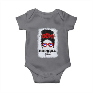 Boricua Girl Baby Onesie Messy Bun Puerto Rican Flag Hibiscus Flower TS10 Charcoal Print Your Wear