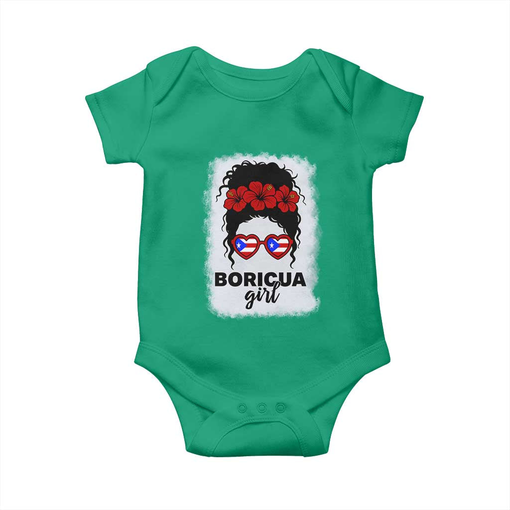 Boricua Girl Baby Onesie Messy Bun Puerto Rican Flag Hibiscus Flower TS10 Irish Green Print Your Wear